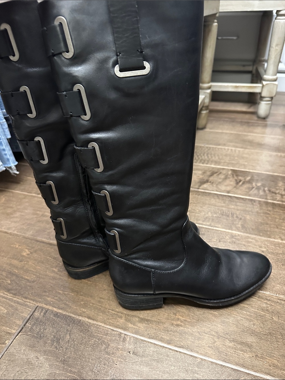 Arturo Chiang Black Over-the-Knee Buckle Riding Boots